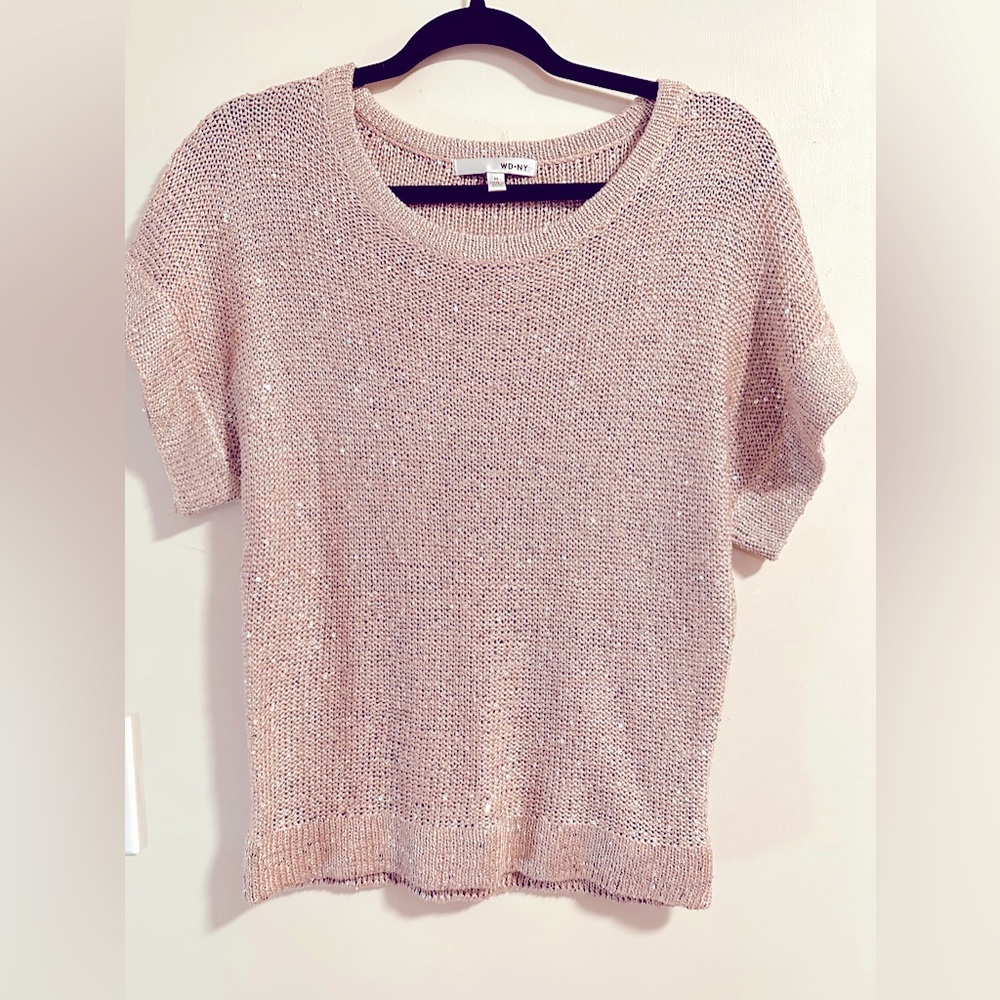NWOT Vintage Y2K Pink Champagne Sparkly Top